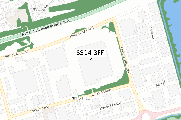 SS14 3FF map - large scale - OS Open Zoomstack (Ordnance Survey)