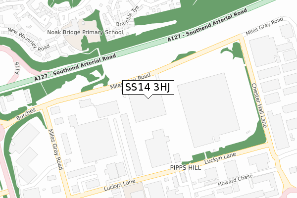 SS14 3HJ map - large scale - OS Open Zoomstack (Ordnance Survey)