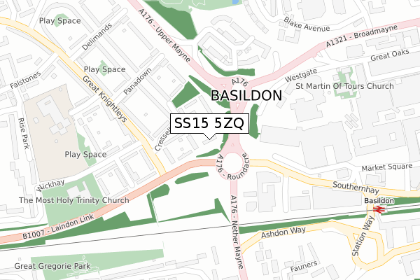 SS15 5ZQ map - large scale - OS Open Zoomstack (Ordnance Survey)
