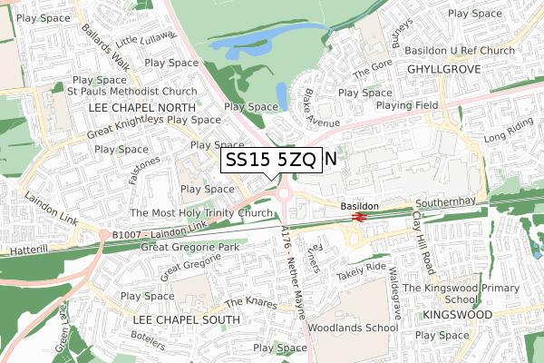 SS15 5ZQ map - small scale - OS Open Zoomstack (Ordnance Survey)