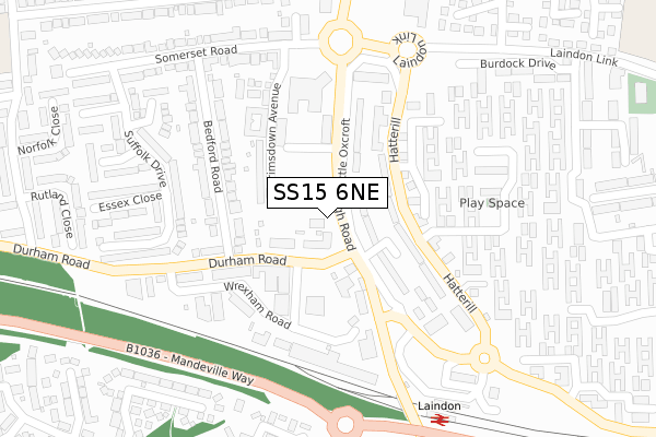 SS15 6NE map - large scale - OS Open Zoomstack (Ordnance Survey)