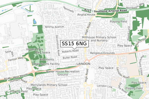 SS15 6NG map - small scale - OS Open Zoomstack (Ordnance Survey)