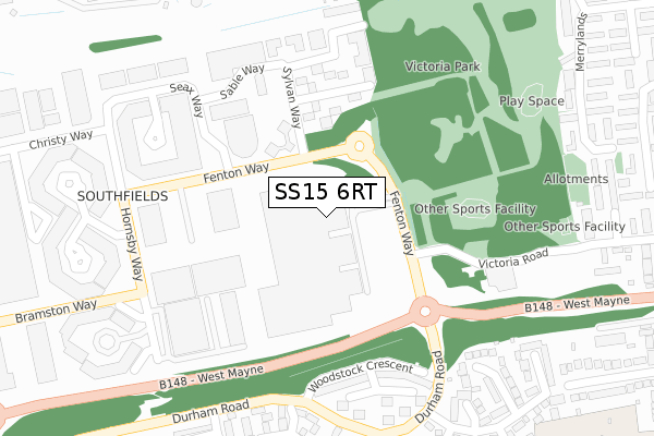 SS15 6RT map - large scale - OS Open Zoomstack (Ordnance Survey)