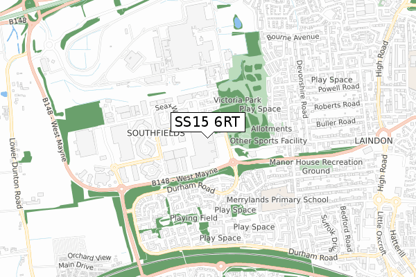 SS15 6RT map - small scale - OS Open Zoomstack (Ordnance Survey)