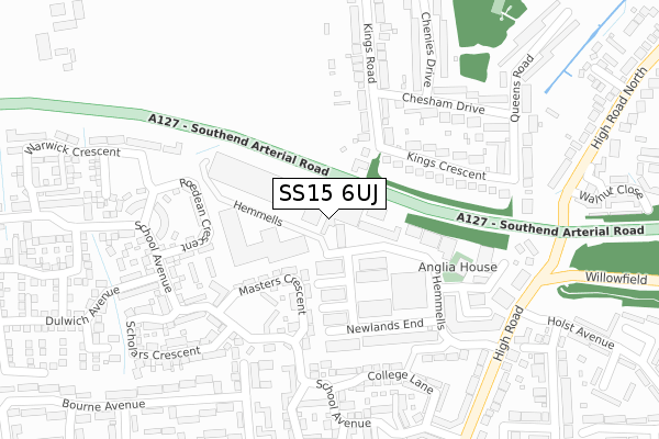 SS15 6UJ map - large scale - OS Open Zoomstack (Ordnance Survey)