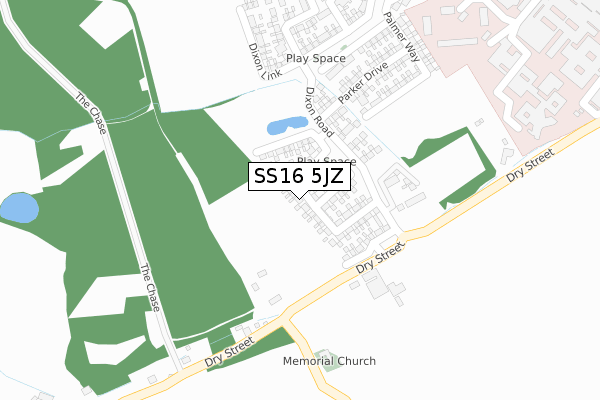 SS16 5JZ map - large scale - OS Open Zoomstack (Ordnance Survey) SS16 5JZ map - large scale - OS Open Zoomstack (Ordnance Survey)