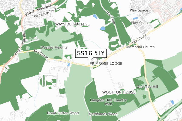 SS16 5LY map - small scale - OS Open Zoomstack (Ordnance Survey) SS16 5LY map - small scale - OS Open Zoomstack (Ordnance Survey)