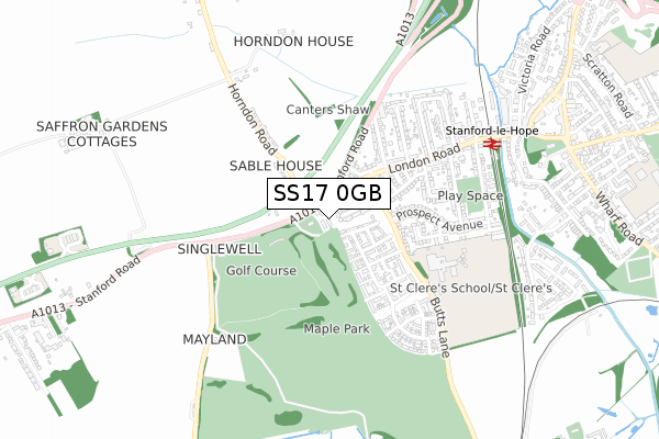 SS17 0GB map - small scale - OS Open Zoomstack (Ordnance Survey)
