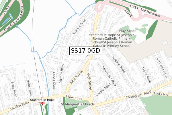 SS17 0GD map - large scale - OS Open Zoomstack (Ordnance Survey)