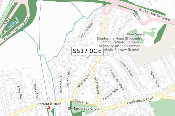SS17 0GE map - large scale - OS Open Zoomstack (Ordnance Survey)