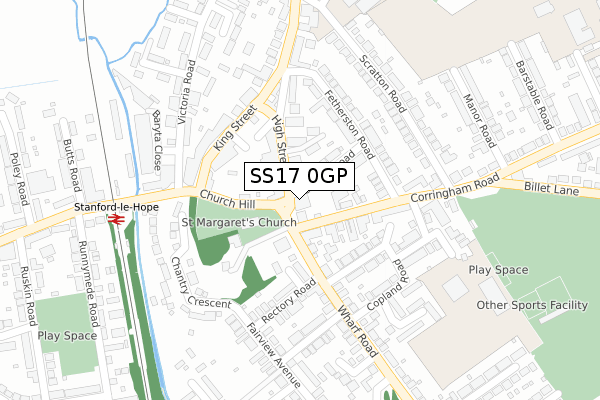 SS17 0GP map - large scale - OS Open Zoomstack (Ordnance Survey)