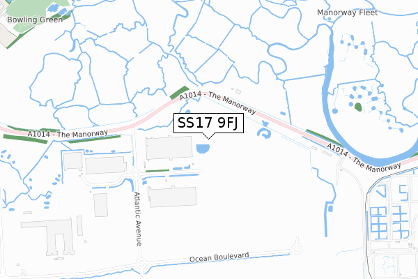 SS17 9FJ map - small scale - OS Open Zoomstack (Ordnance Survey)