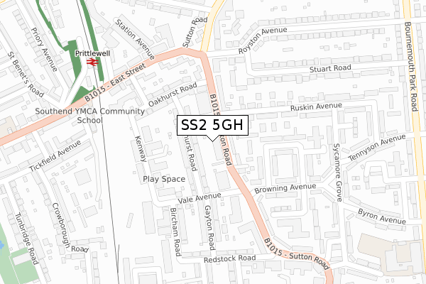 SS2 5GH map - large scale - OS Open Zoomstack (Ordnance Survey)