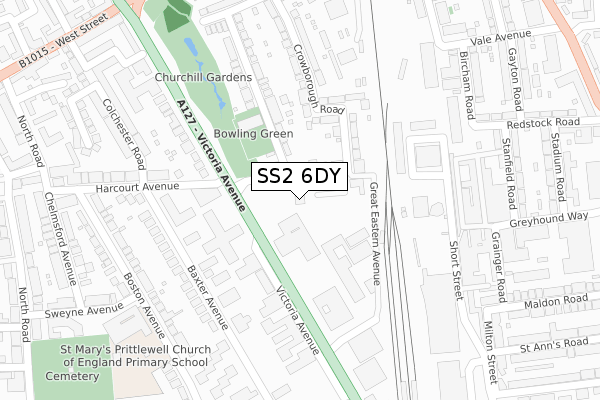 SS2 6DY map - large scale - OS Open Zoomstack (Ordnance Survey) SS2 6DY map - large scale - OS Open Zoomstack (Ordnance Survey)