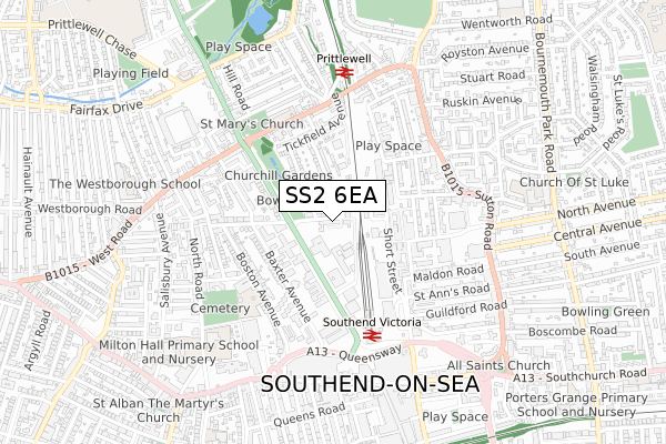 SS2 6EA map - small scale - OS Open Zoomstack (Ordnance Survey) SS2 6EA map - small scale - OS Open Zoomstack (Ordnance Survey)