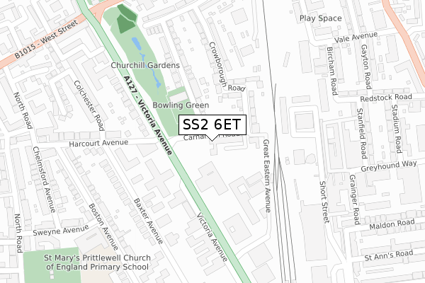 SS2 6ET map - large scale - OS Open Zoomstack (Ordnance Survey) SS2 6ET map - large scale - OS Open Zoomstack (Ordnance Survey)