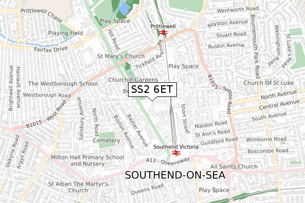 SS2 6ET map - small scale - OS Open Zoomstack (Ordnance Survey) SS2 6ET map - small scale - OS Open Zoomstack (Ordnance Survey)