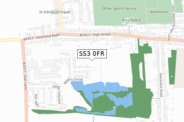 SS3 0FR map - large scale - OS Open Zoomstack (Ordnance Survey)