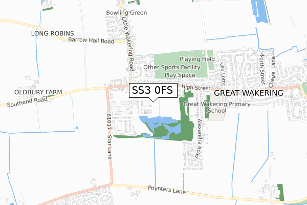 SS3 0FS map - small scale - OS Open Zoomstack (Ordnance Survey)