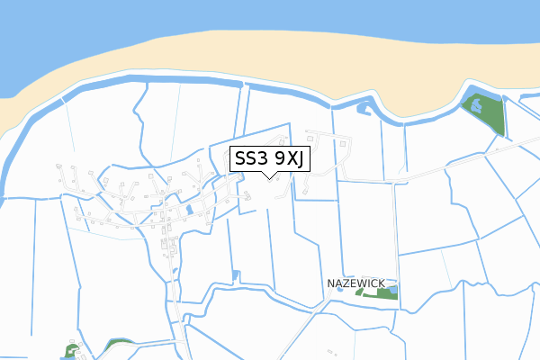 SS3 9XJ map - small scale - OS Open Zoomstack (Ordnance Survey)