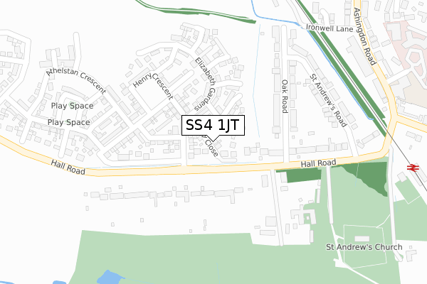 SS4 1JT map - large scale - OS Open Zoomstack (Ordnance Survey)