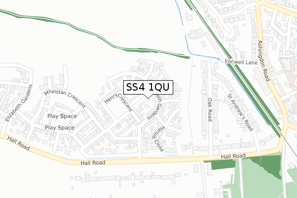SS4 1QU map - large scale - OS Open Zoomstack (Ordnance Survey) SS4 1QU map - large scale - OS Open Zoomstack (Ordnance Survey)