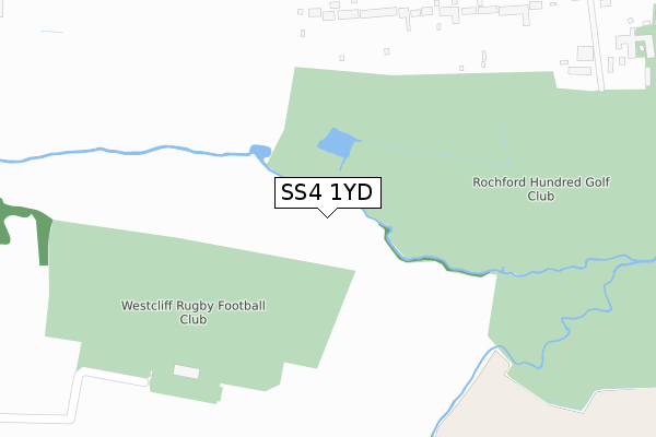 SS4 1YD map - large scale - OS Open Zoomstack (Ordnance Survey)