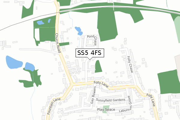 SS5 4FS map - large scale - OS Open Zoomstack (Ordnance Survey)