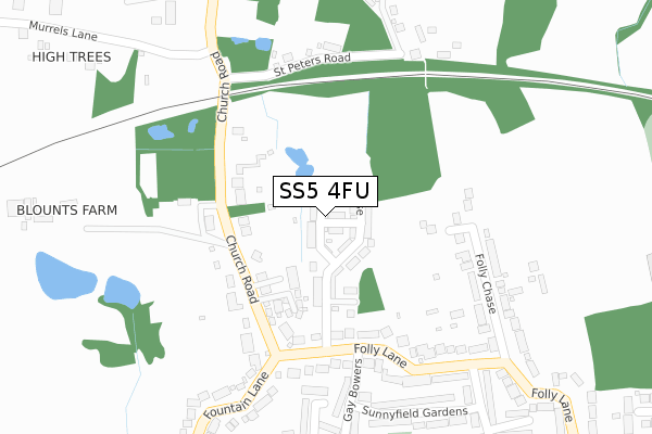 SS5 4FU map - large scale - OS Open Zoomstack (Ordnance Survey)