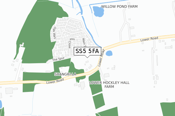 SS5 5FA map - large scale - OS Open Zoomstack (Ordnance Survey)