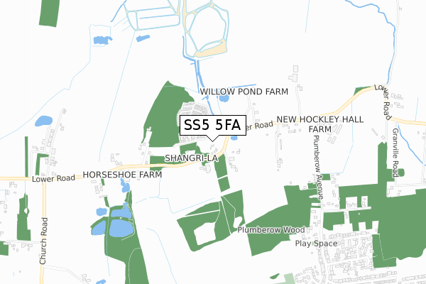 SS5 5FA map - small scale - OS Open Zoomstack (Ordnance Survey) SS5 5FA map - small scale - OS Open Zoomstack (Ordnance Survey)
