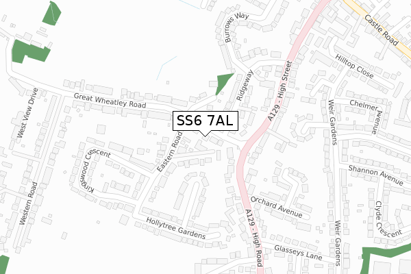 SS6 7AL map - large scale - OS Open Zoomstack (Ordnance Survey)
