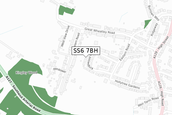 SS6 7BH map - large scale - OS Open Zoomstack (Ordnance Survey)