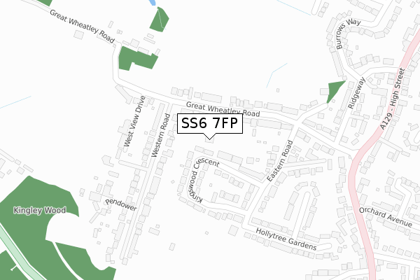 SS6 7FP map - large scale - OS Open Zoomstack (Ordnance Survey)