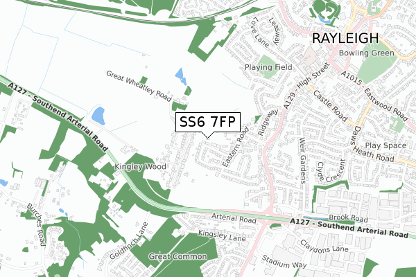 SS6 7FP map - small scale - OS Open Zoomstack (Ordnance Survey)