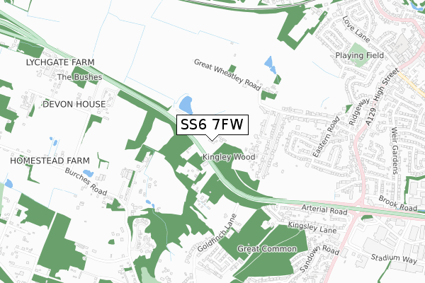 SS6 7FW map - small scale - OS Open Zoomstack (Ordnance Survey)