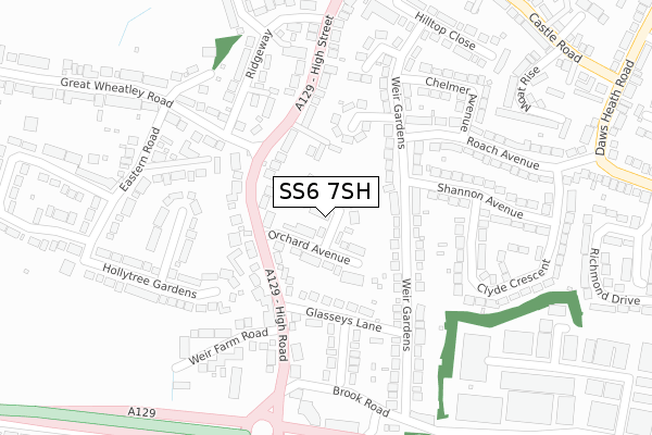 SS6 7SH map - large scale - OS Open Zoomstack (Ordnance Survey)