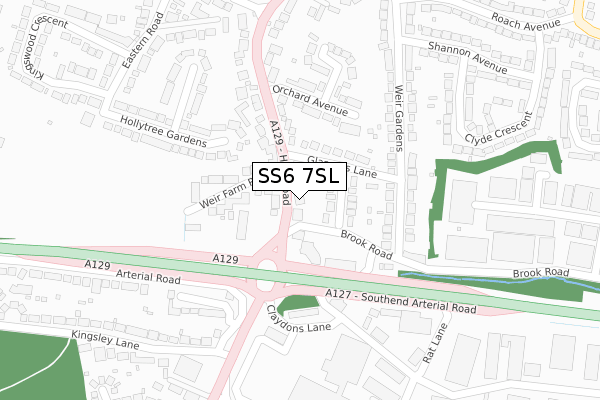 SS6 7SL map - large scale - OS Open Zoomstack (Ordnance Survey)
