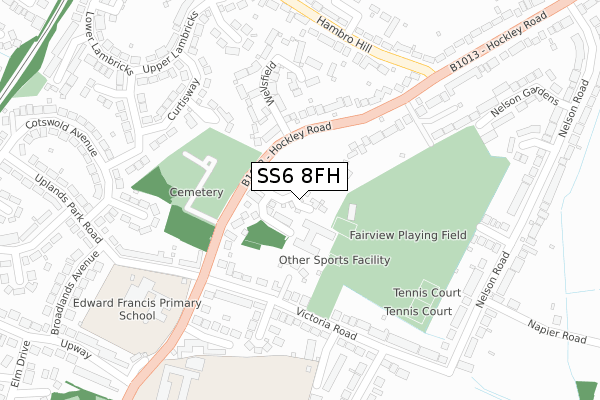 SS6 8FH map - large scale - OS Open Zoomstack (Ordnance Survey) SS6 8FH map - large scale - OS Open Zoomstack (Ordnance Survey)