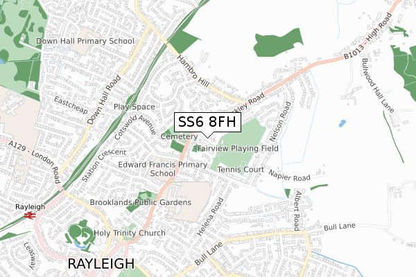 SS6 8FH map - small scale - OS Open Zoomstack (Ordnance Survey) SS6 8FH map - small scale - OS Open Zoomstack (Ordnance Survey)