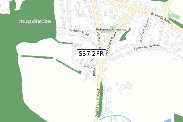 SS7 2FR map - large scale - OS Open Zoomstack (Ordnance Survey)