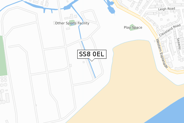 SS8 0EL map - large scale - OS Open Zoomstack (Ordnance Survey)