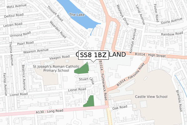 SS8 1BZ map - large scale - OS Open Zoomstack (Ordnance Survey) SS8 1BZ map - large scale - OS Open Zoomstack (Ordnance Survey)