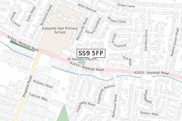 SS9 5FP map - large scale - OS Open Zoomstack (Ordnance Survey)