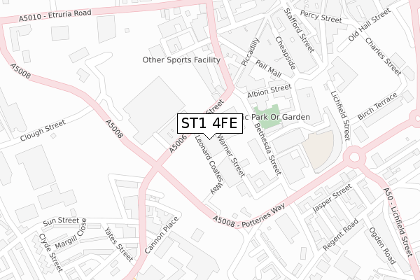 ST1 4FE map - large scale - OS Open Zoomstack (Ordnance Survey)