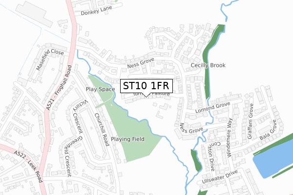 ST10 1FR map - large scale - OS Open Zoomstack (Ordnance Survey)