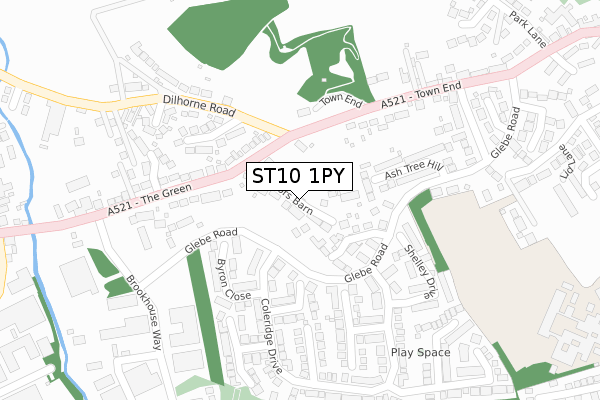 ST10 1PY map - large scale - OS Open Zoomstack (Ordnance Survey)