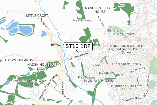 ST10 1RP map - small scale - OS Open Zoomstack (Ordnance Survey)