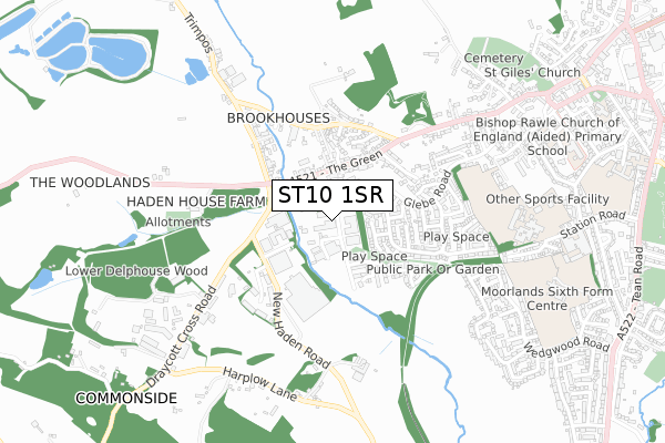 ST10 1SR map - small scale - OS Open Zoomstack (Ordnance Survey)