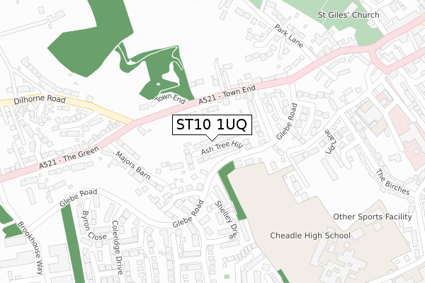 ST10 1UQ map - large scale - OS Open Zoomstack (Ordnance Survey)